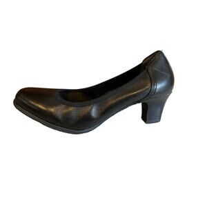 Ros Hommerson Halo black leather comfort heels 8